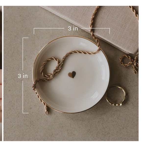 **2 for 20** White Trinket Dish with Gold Heart detail - Picture 1 of 5